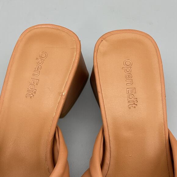NEW Open Edit Women’s Cora Block Heel Mules Tan Size 5M - Picture 6 of 10